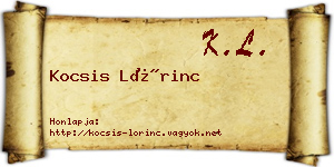 Kocsis Lőrinc névjegykártya