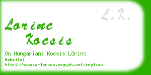 lorinc kocsis business card